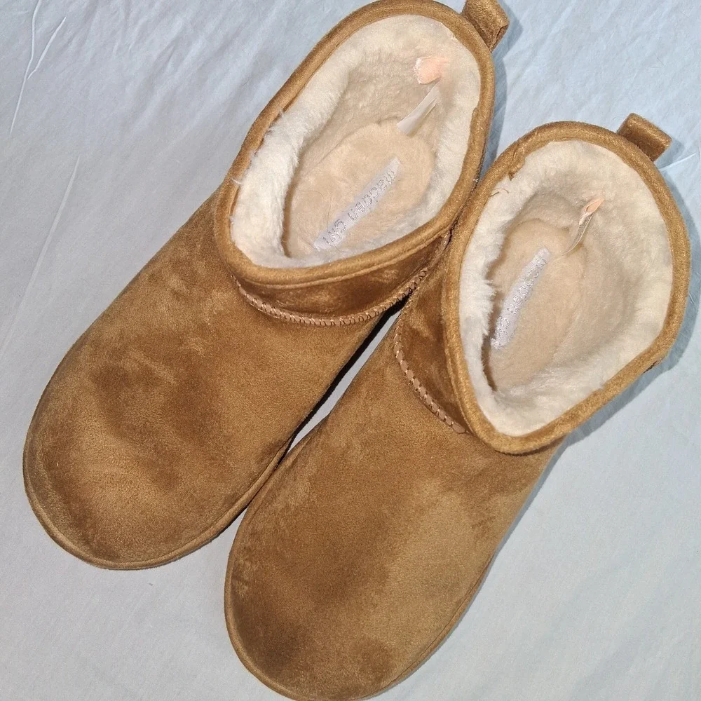 Madden Girl Womens G Bondi Tan‎ Faux Suede Shearling Lined Ankle Boots Size 11